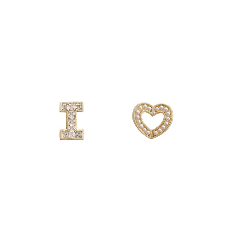 Hainon Personality asymmetric earrings trend zircon pearl earrings design love earrings jewelry 1