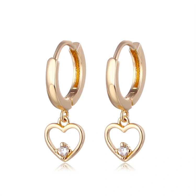 Hainon Hollow love small diamond earrings European and American simple fashion black zircon earrings 1