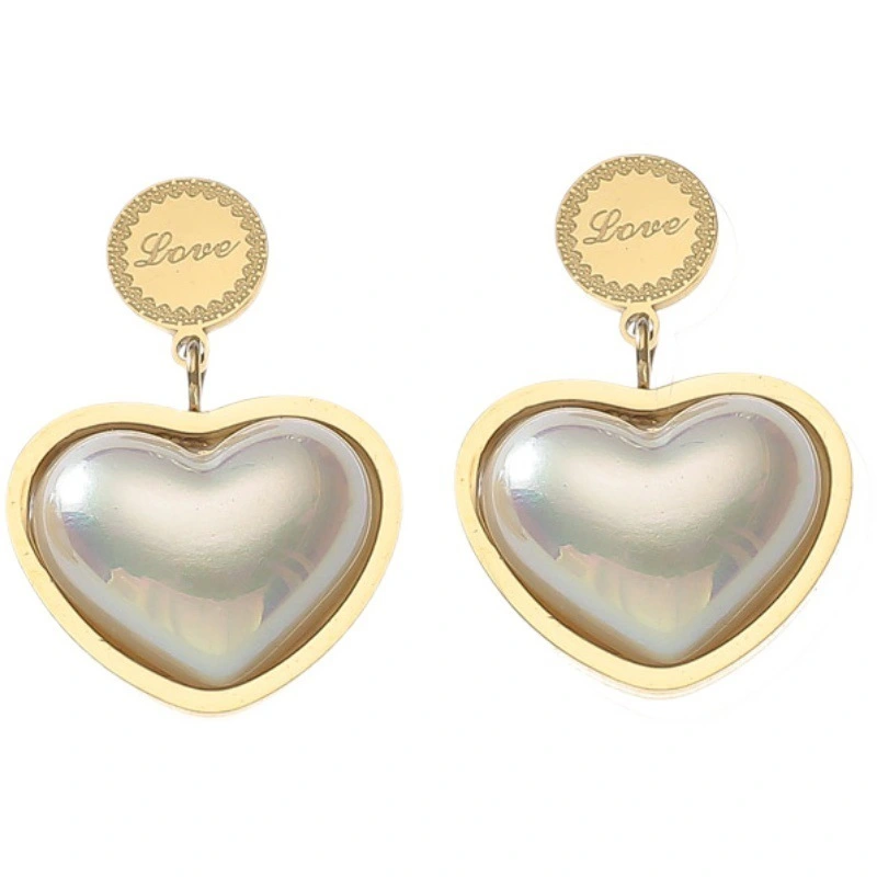 Hainon Titanium steel small, simple and sweet love earrings temperament earrings new niche design all match 1