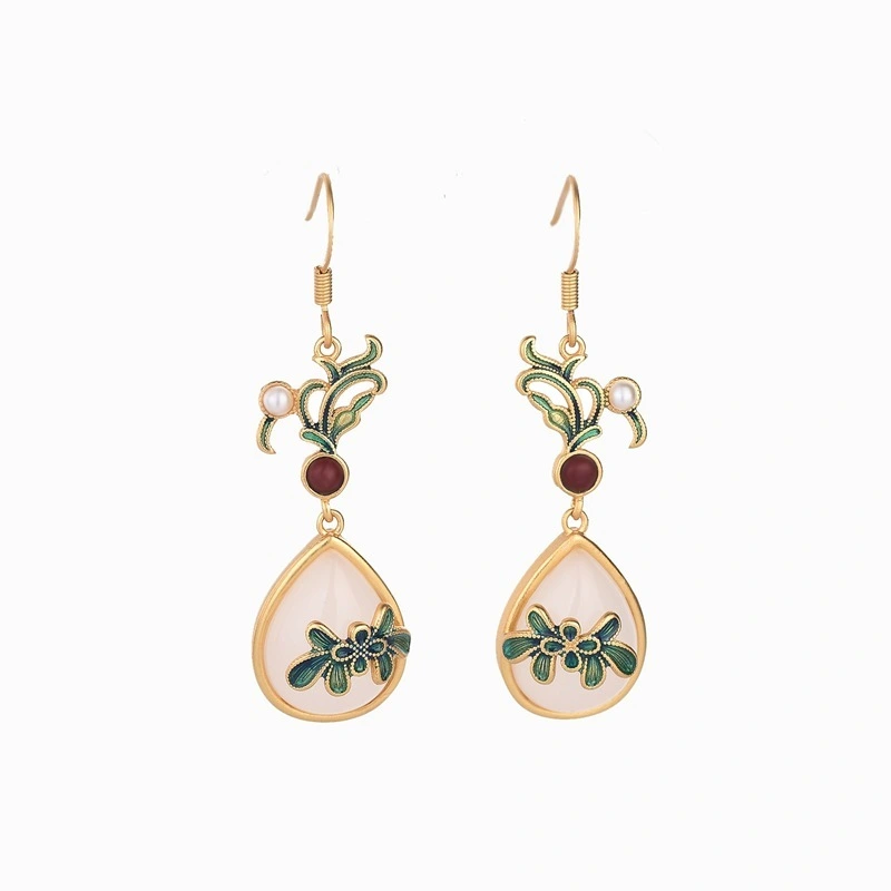 Hainon 2022 fashion Chinese style Niche design earrings pink earrings vintage earrings jewelry for women 1