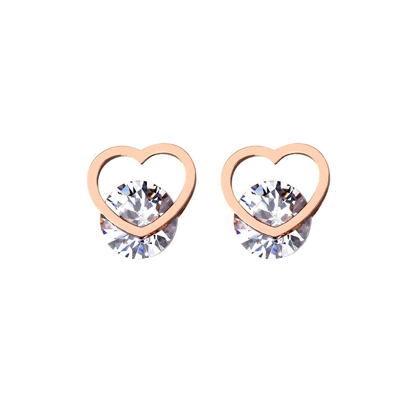 Hainon Heart earrings new trendy personality transparent love atmosphere stud earrings jewelry for women 1