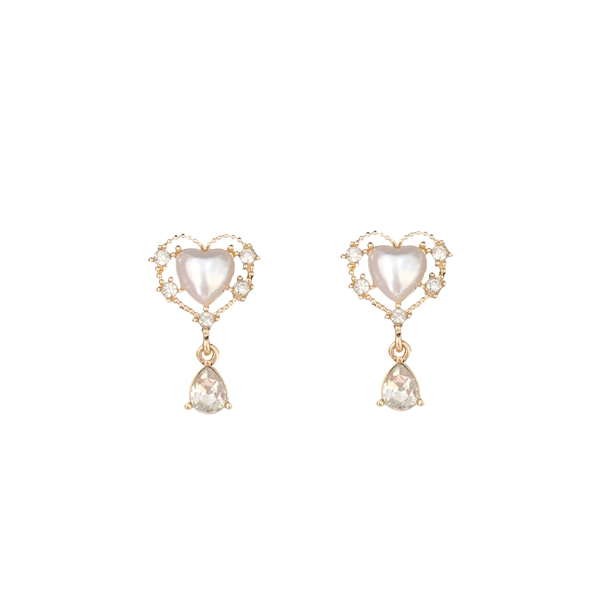 Hainon Vintage exquisite and elegant love zircon drop earrings pearl jewelry for girl wholesale 1