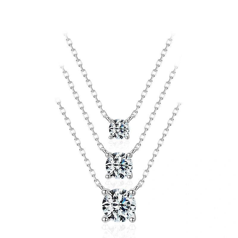 Hainon s925 silver simple zircon necklace female light luxury temperament pendant jewelry Gift card flannel bag set 1