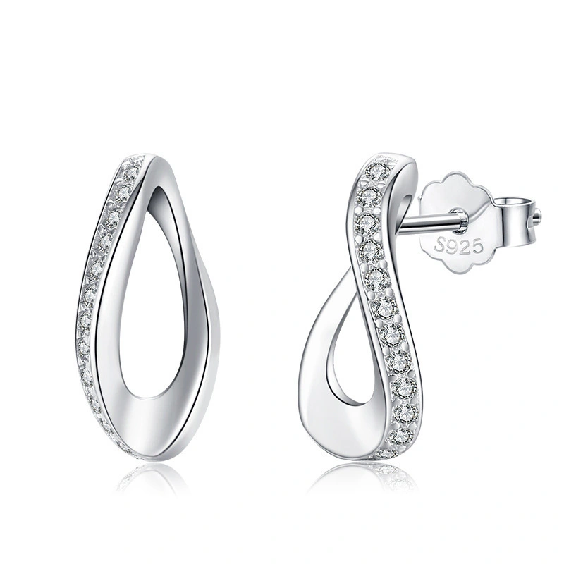 Hainon Simple and exquisite s925 silver sweet earrings female hot selling explosive jewelry Gift card flannel bag set 1