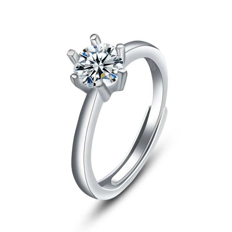 Hainon sterling silver ring 6mm white zircon Micro-inlaid silver rings women wedding jewelry wholesale1 1