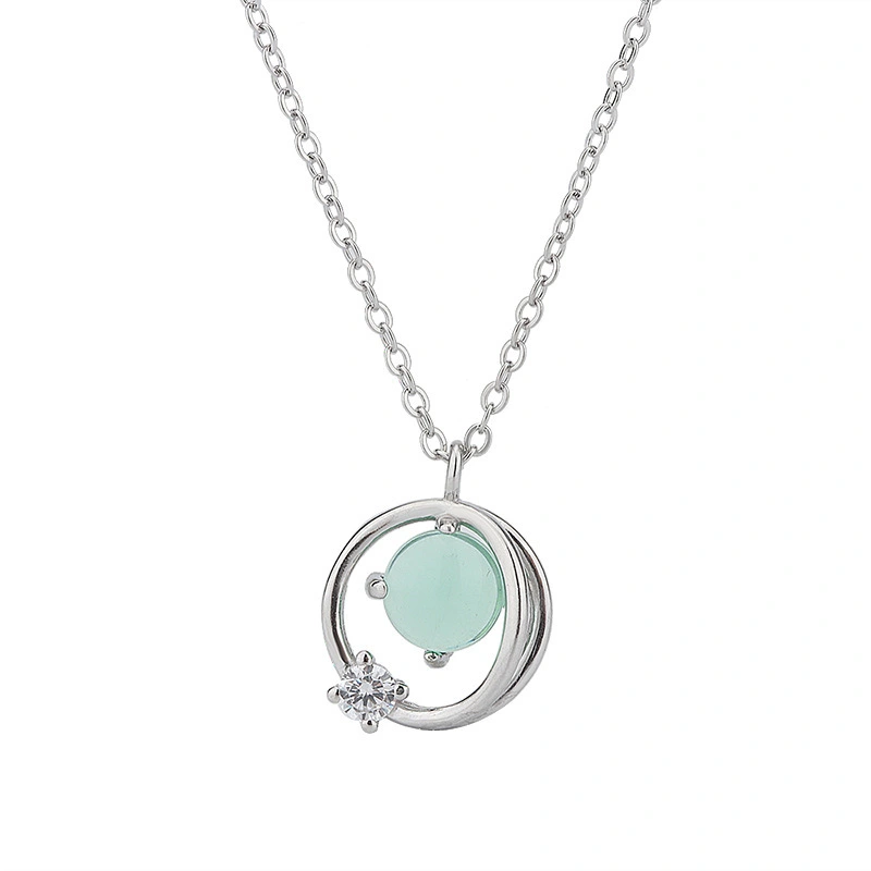 Hainon jewelry necklace simple blue crystal Valentine's Day gifts sterling silver necklace women 1
