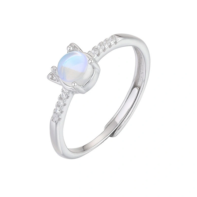 Hainon sterling silver ring Moonstone thin adjustable rings women wedding jewelry wholesale 1