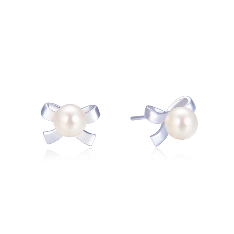 Hainon wholesale Pearl s925 elegant temperament simple and versatile Stud Earrings jewelry Gift card flannel bag set 1
