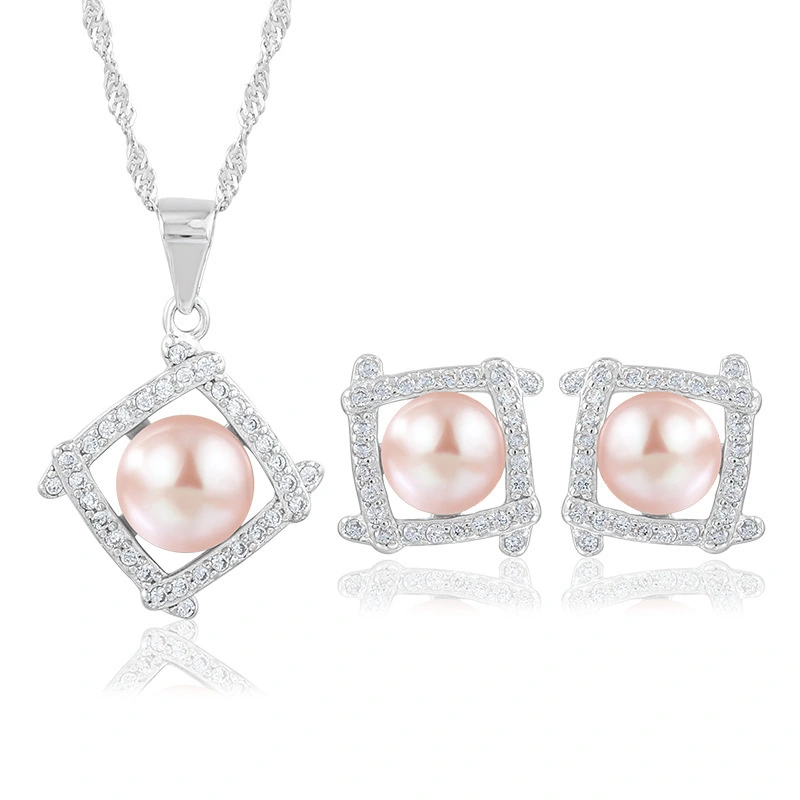 Hainon Sterling Silver jewelry set Fresh water pearl Ring pendant Necklace Earrings Set for Women gift 2022 1