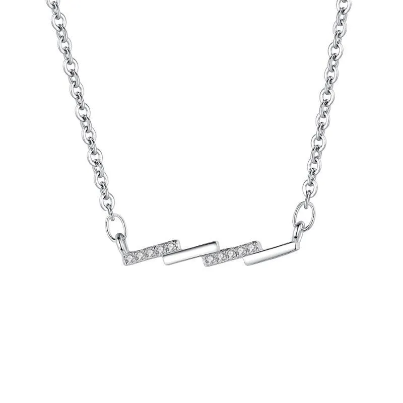 Hainon 925 sterling silver necklace Ladder wave white gold plating romantic Anniversary gifts necklace 2022 1