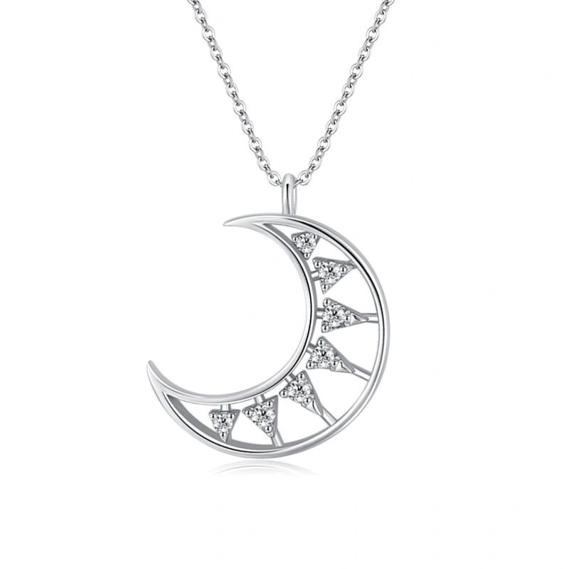 Hainon 925 sterling silver necklace Zircon Moon romantic Anniversary gifts pendant necklace 2022 1