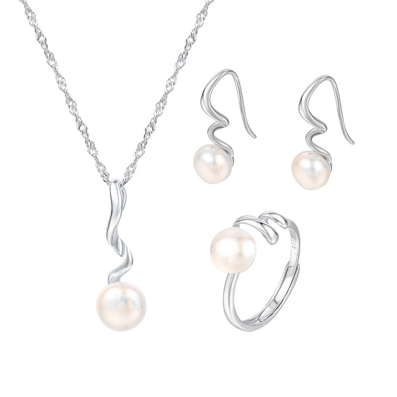 925 silver Freshwater Cultured Pearl jewelry Set Includes Stunning necklace and Stud Earrings ring Jewelry for Women 1
