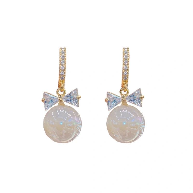 Hainon 2022 stud earrings women Mermaid Pearl Colorful Bow Super Flash pearl earrings women jewelry 1