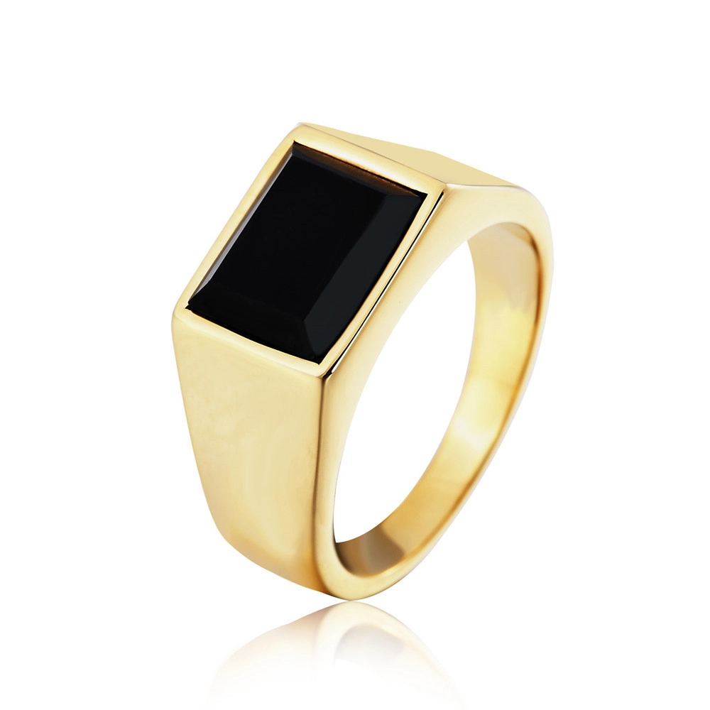 Hainon rings for men Titanium steel Mysterious black stone wedding rings gold color wholesale Support engraving logo 1