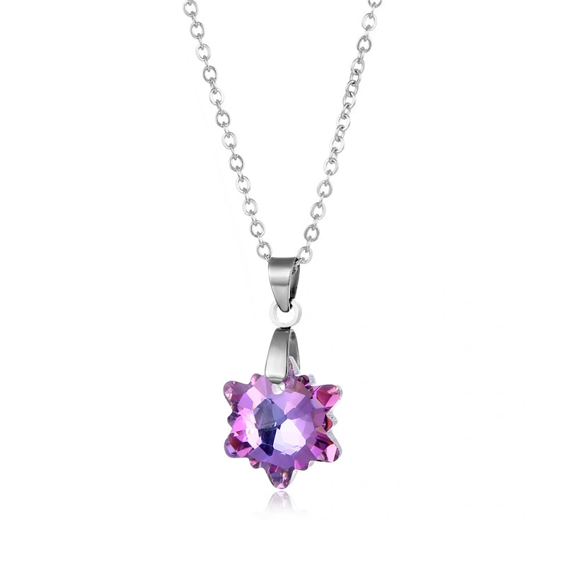Hainon Stainless steel necklace Creative round Crystal women fashion Necklace gift wholesale 1