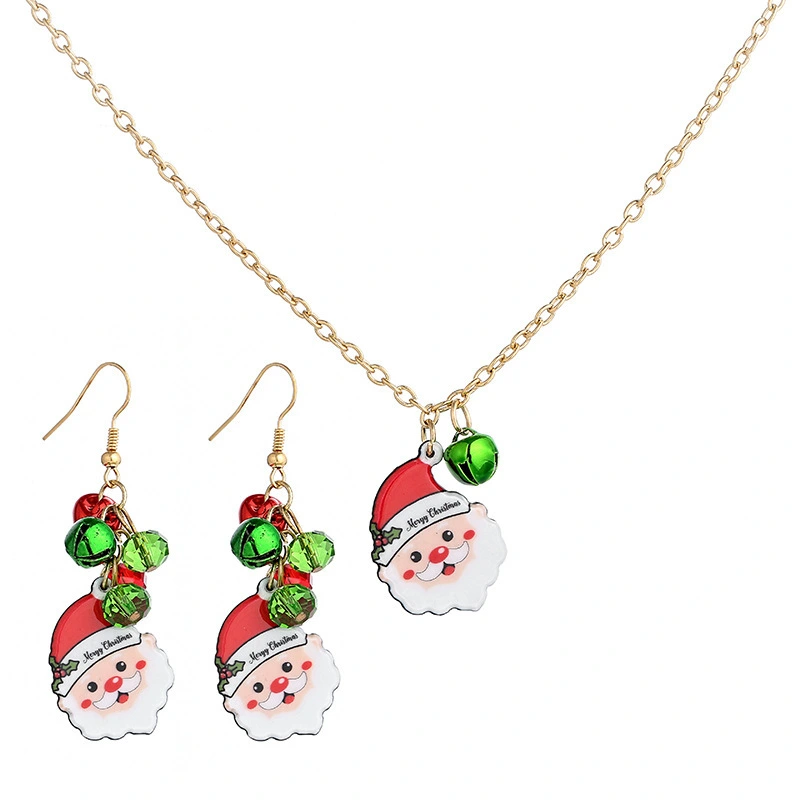 Hainon New Christmas Necklace Set Santa Claus Necklace Earrings Christmas Ornaments Wholesale Supplier 1