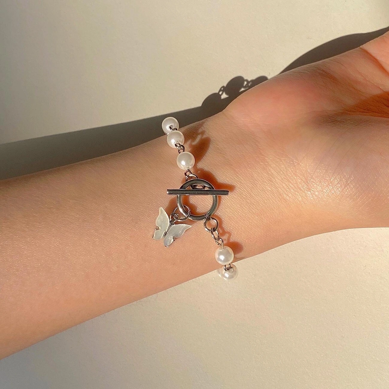 Hainon Bracelets & Bangle Jewelry Gold Plated Alloy water Pearl BUTTERFLY Bracelet wholesale 1