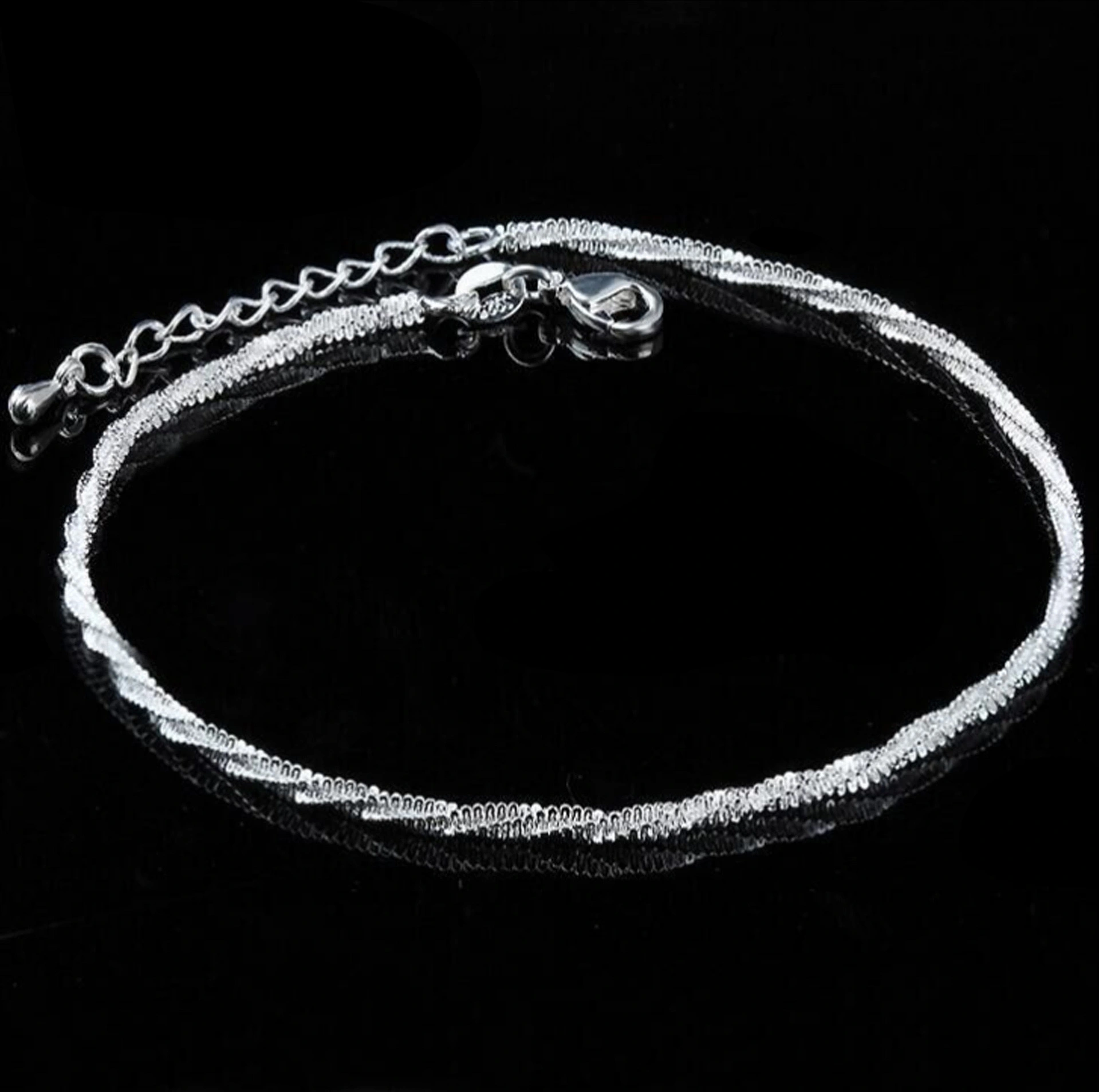 Hainon Hot selling hot style Korean fashion small hemp rope silver plated bracelet anklet Gift card flannel bag set 1