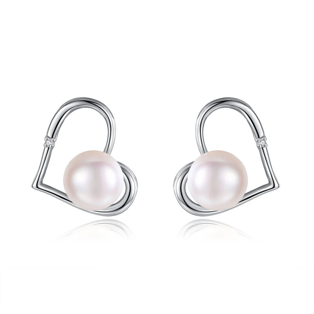 Hainon Heart-shaped pearl earrings Fashion shining jewelry earrings for women 1