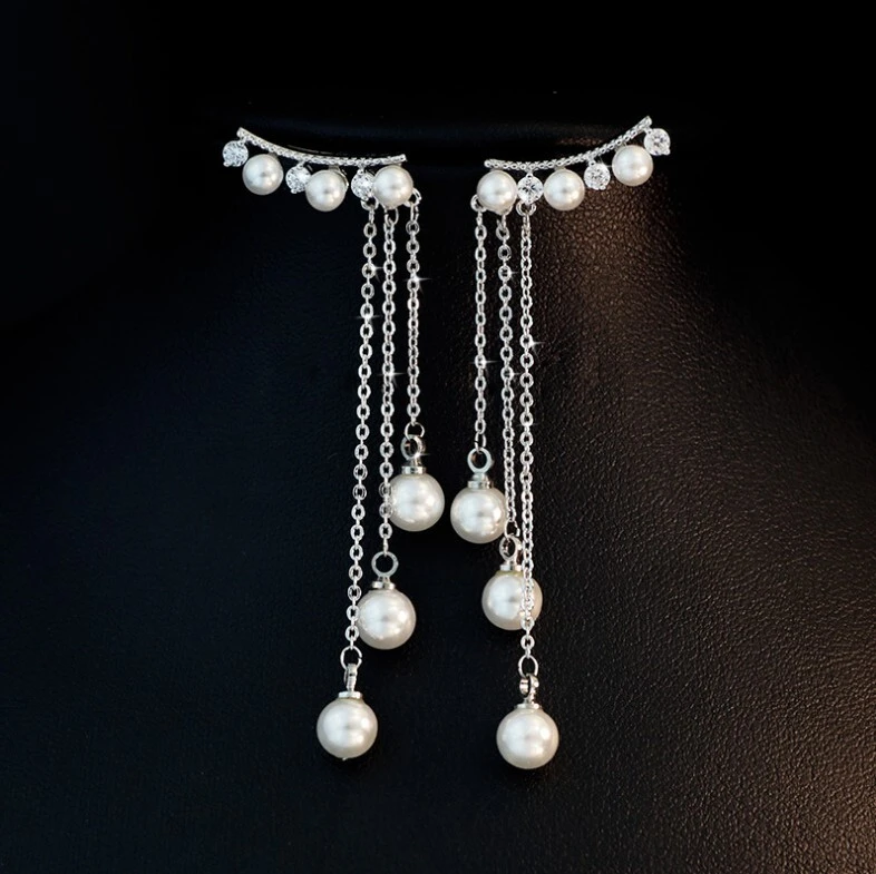 Long pearl tassel earrings two style mixed wholesale Valentine's Day girlfriend gift earrings 1