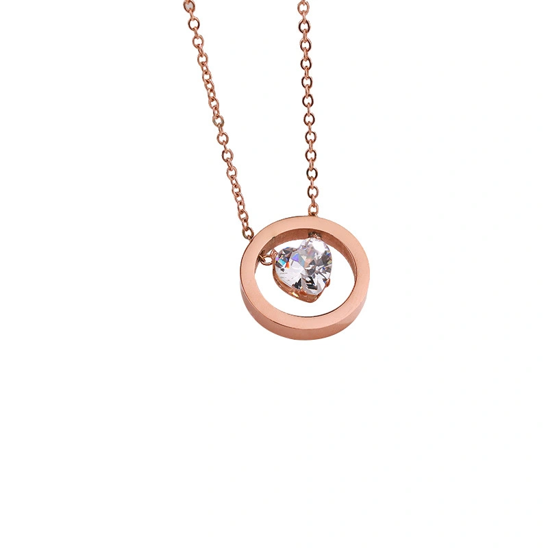 Hainon rose gold Plated Stainless Steel Necklace Personalized zircon Necklace For Women Custom Names Necklace 1