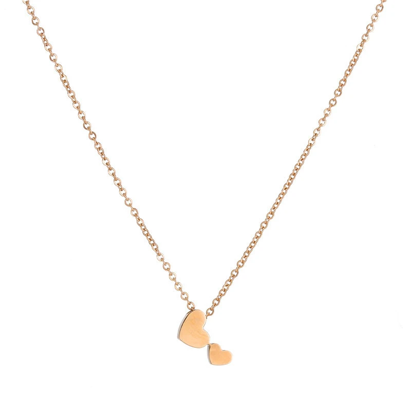 Hainon rose Gold Plated Stainless Steel Necklace Pendant Necklace heart pendant Creative Necklace Women Gift wholesale1 1
