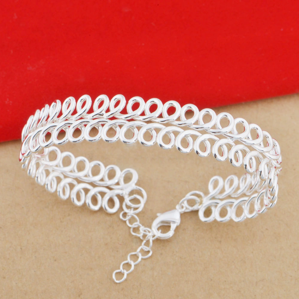 Hainon factory oem jewelry bangle women Spring style open silver plated bracelet adjustable 1
