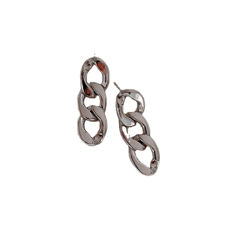 Hainon Design Hypoallergenic Stainless Steel Women Jewelry platinum Plated Cuban Link Chain Drop Stud Earrings 1
