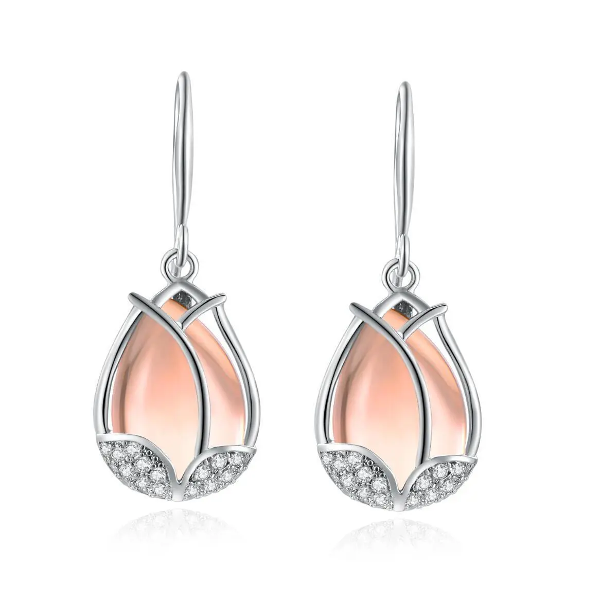 Hainon Earrings for Women wire Twining Rose red purple green Crystal drop 925 silver plated Earrings gift 1