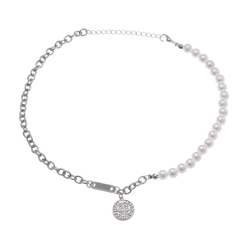 Hainon Wholesale necklace Unique Silver plated round Chain Jewelry Pearl New Design Fashion Necklaces 1