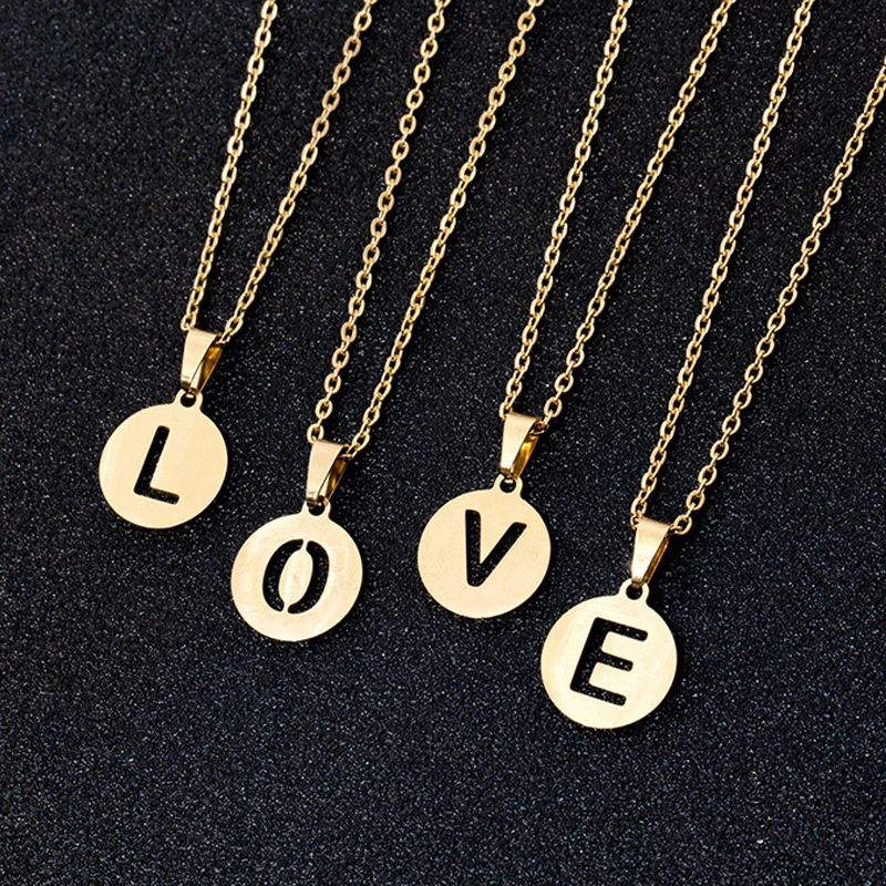 Hainon initial necklace 18k stainless steel Popular Small 15mm Letter Necklaces Jewelry Gift for women dropshipping 1