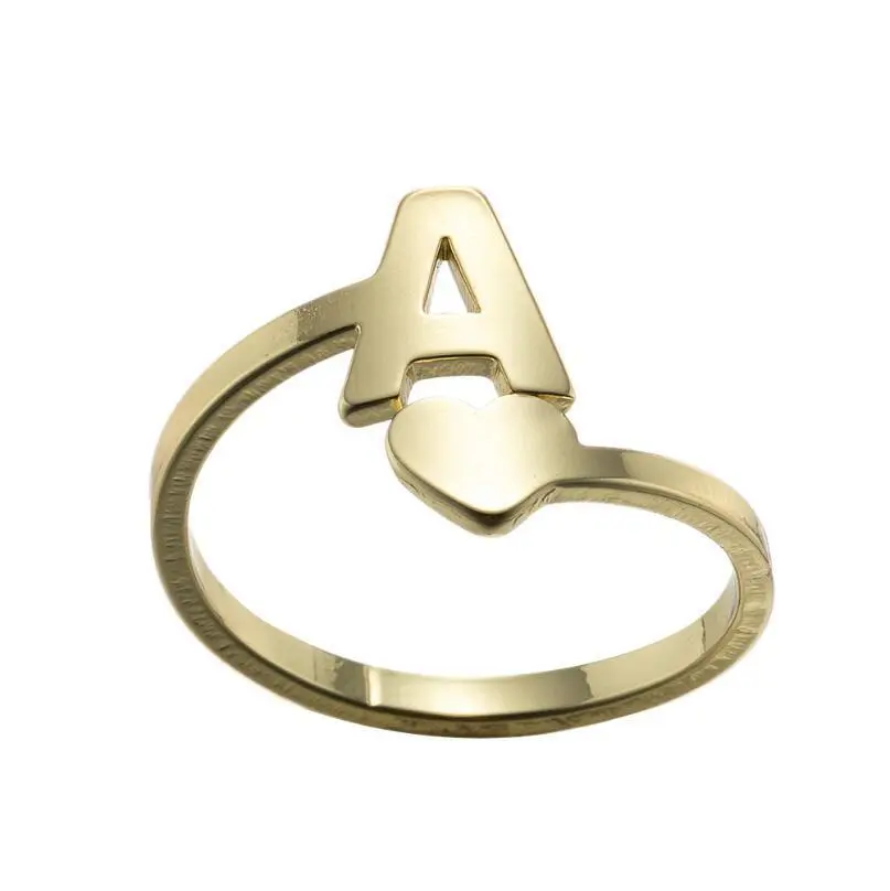 18K Gold plated English Letter Stainless Steel Rings Chunky Geometric Rings for Women Hainon  wholesale 1