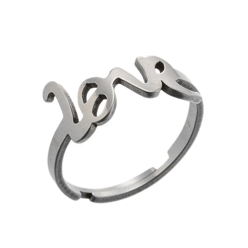 18K Gold plated Love Stainless Steel Rings Geometric letter Rings for Women Rings Hainon 1