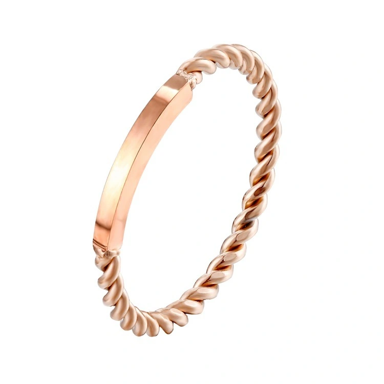 new hip hop plain ring gold plated custom twist stainless steel rings design for women Hainon 1