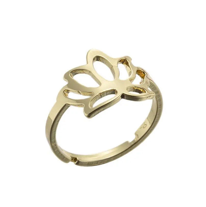 18K Gold plated Stainless Steel Rings Chunky Geometric hollow Lotus Rings for Women Rings Hainon 1