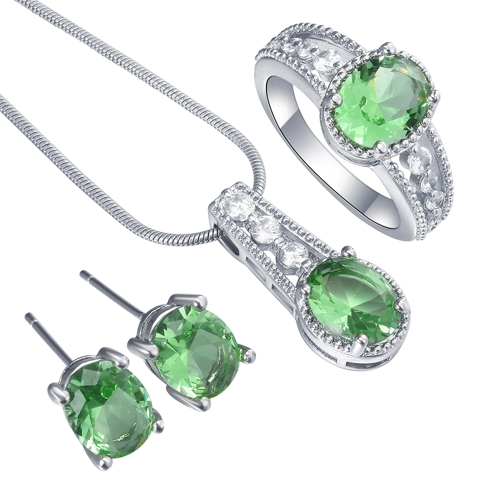 unique design jewelry Fashion plated green zircon jewelry sets for women 1