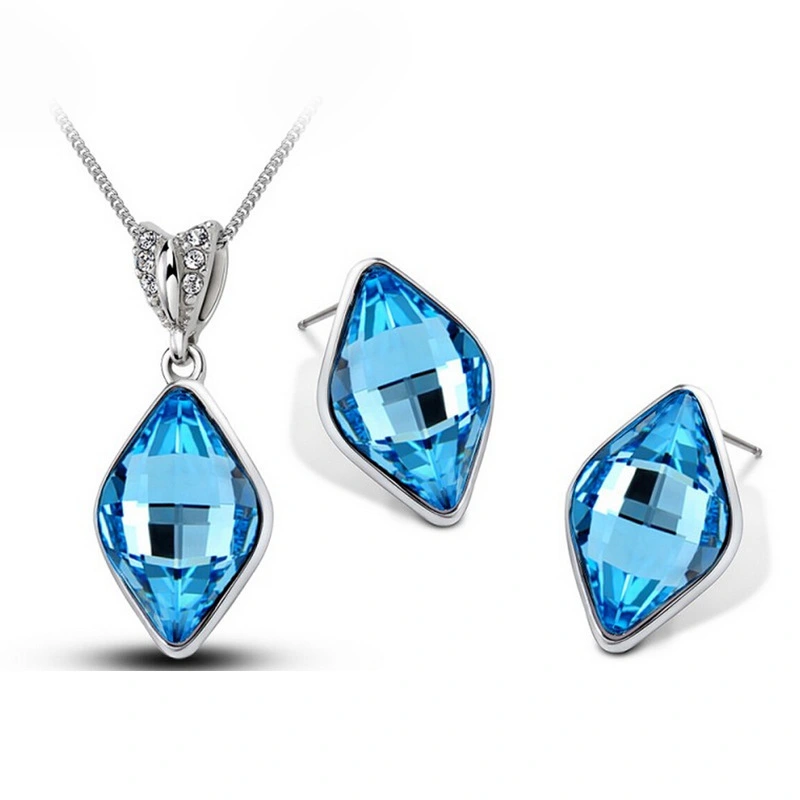 Hainon wholesale Champagne green crystal Necklace and Earrings Set for Women jewelry set 2021 Gift Cards 1