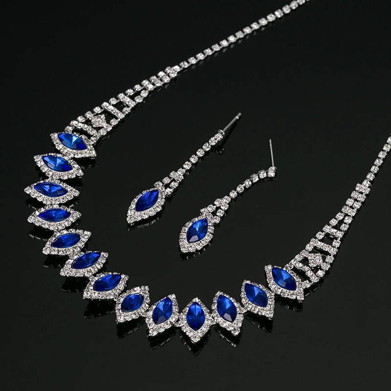 Hainon Shiny diamond silver-plated clavicle chain fashion jewelry set female temperament high quality earring necklace wholesale 1