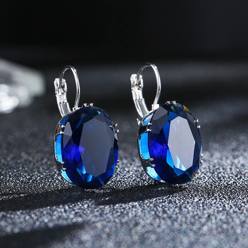 Hainon 2018 July New design platinum plated colorful earrings round Shining zircon clip earrings ornaments women earrings 1
