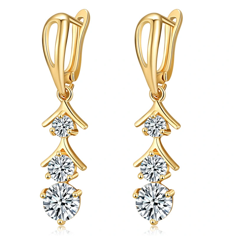New Earrings Electroplated 18K White Gold Earrings  Zircon Women Long Drop Earrings 1