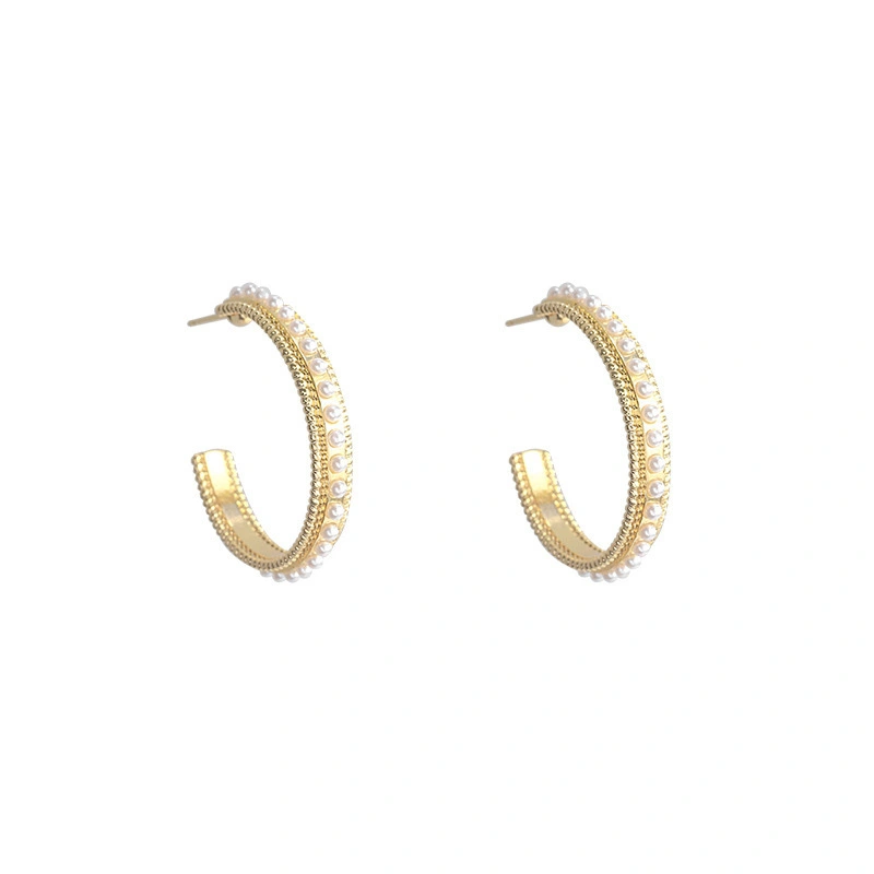 2021 Hainon pearl earrings Birthstone romantic hoop earring Fashion style women earring alloy elegant jewelry 1