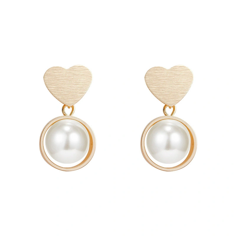 Hainon pearl earrings Birthstone heart romantic stud earring Fashion style women earring gift alloy elegant jewelry 1