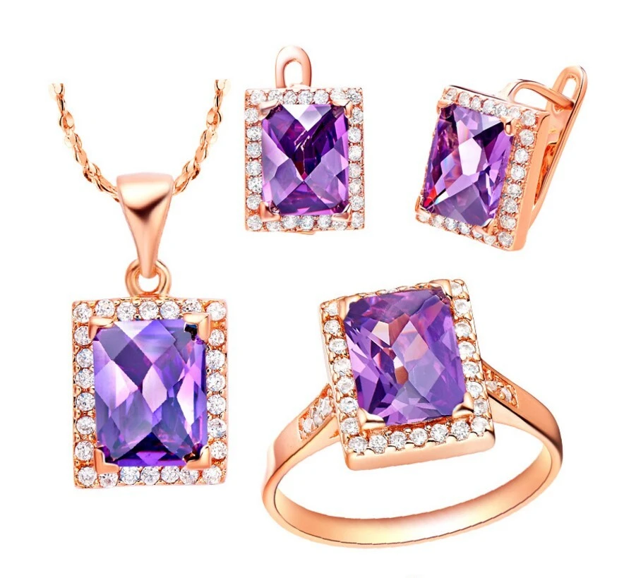 Flower ring dangle earring Stylish jewelry sets 18k gold plated Bridal jewelry set wholesale 1