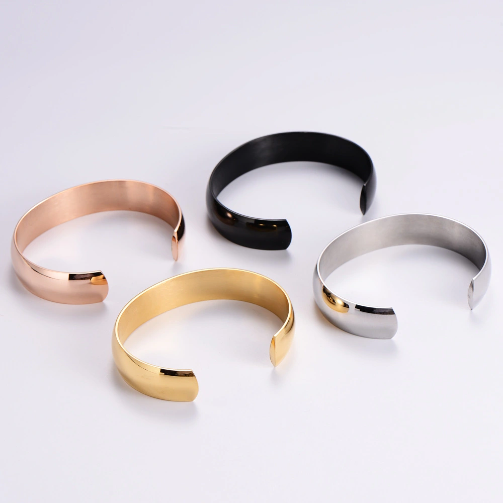Hainon 2022 Titanium steel bangle women C style bangle widened Golden Rose Gold black four color 1