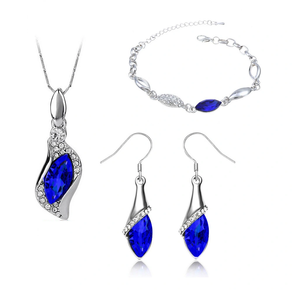 Hainon bridal jewelry set Pendant Necklace Purple yellow crystal Earrings jewelry sets for women Girls Gift card 1