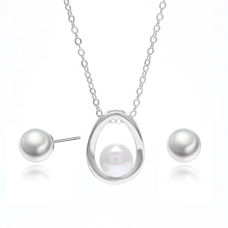 Hainon Round Imitation Pearl Necklace Set Includes Stunning Stud Earrings Jewelry for Women Platinum plating and Gift card box 1