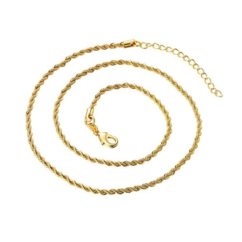 Hainon wholesale 2018 18k gold necklace men factory oem stamped 18kgf chain stock 18 inch +5cm chains necklace for unisex 1