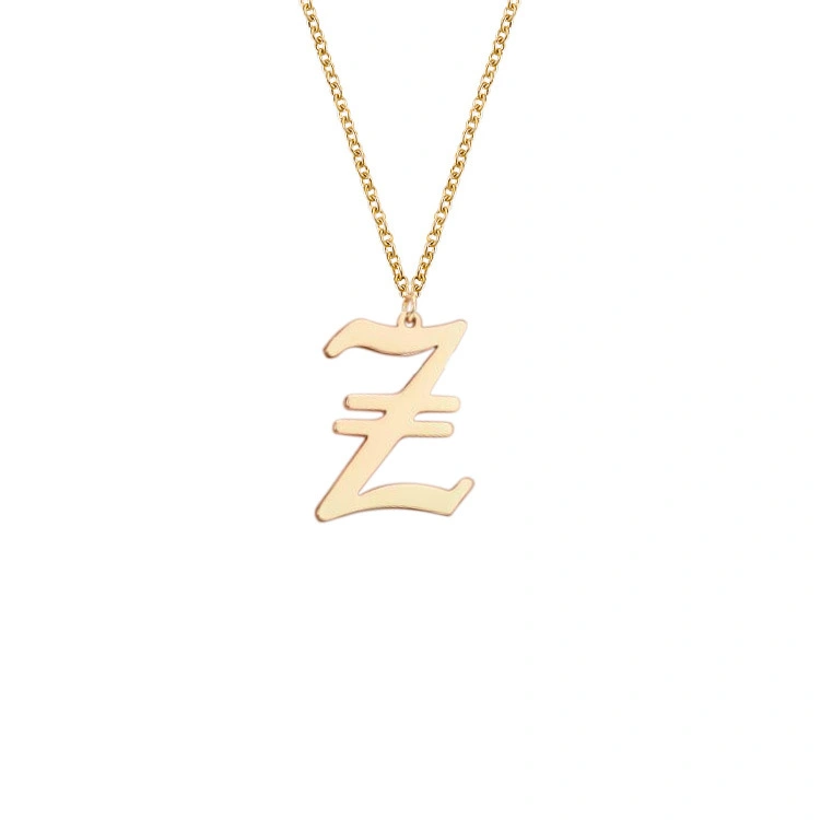 Hainon rose Gold Plated Stainless Steel Pendant Letter Necklace Chain Personalized Letter Necklace 1