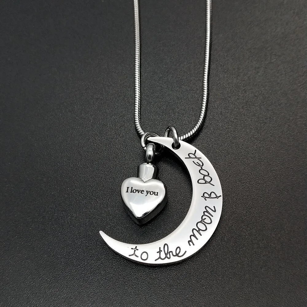 Hainon wholesale Hot Sale Love Letter Necklace jewelry Moon Pendant Pet Urn Necklace flannel bag set 1