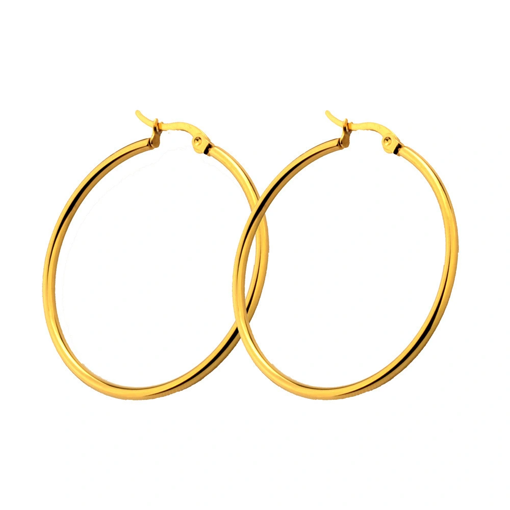 Hainon Fashion jewelry 18k gold plated rose gold Stainless steel 50mm earrings design women hoop earrings wholesale 1